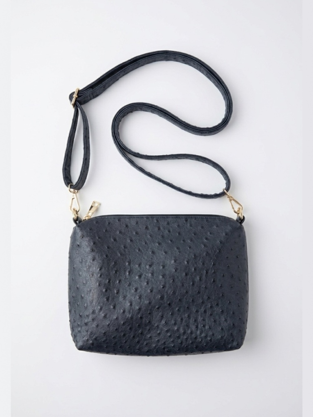 Vintage Faux Ostrich Skin Shoulder Bag Navy